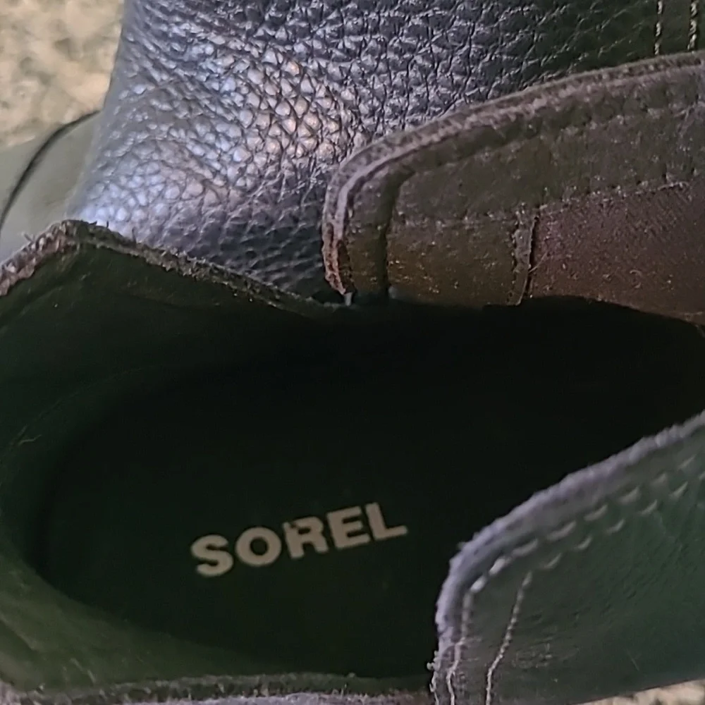 Sorel Cate Cut-out Black Full-grain Leather Bootie Ankle Boots Wmn 6 Casual